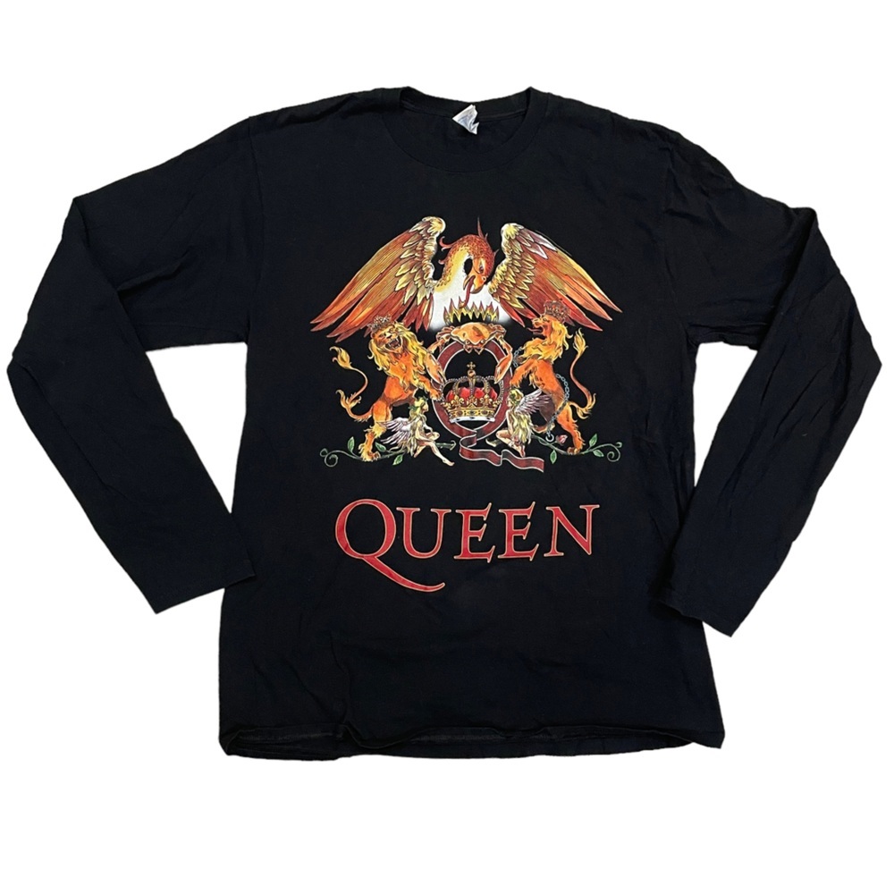 Queen Logo Long Sleeve Concert Band Tee Size Medium Black Official Merchandise